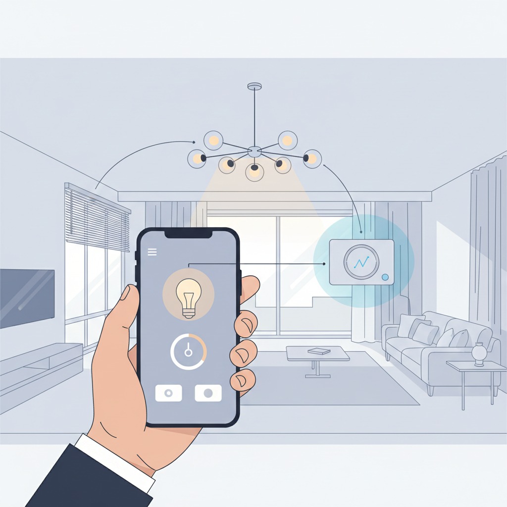 A smartphone controlling smart home devices through an app