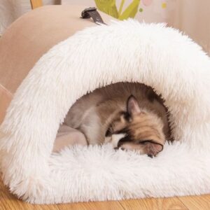 Autumn & Winter Portable Pet Nest | Moisture-Proof Long Fur Dog & Cat Bed