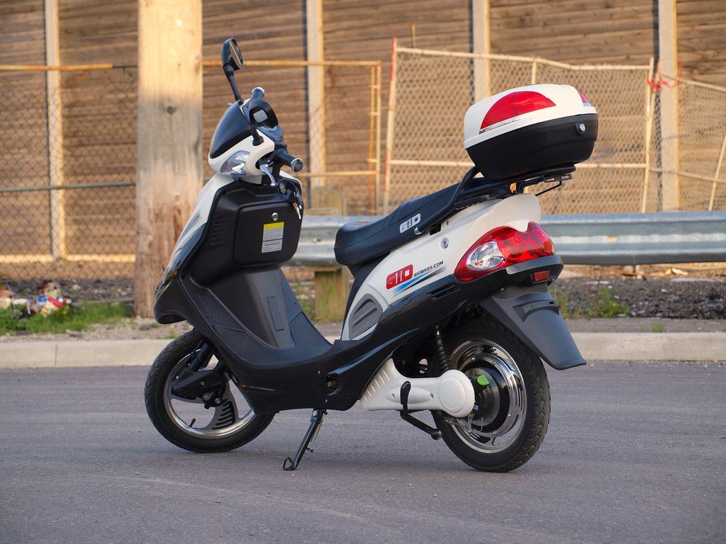 A parked electric scooter