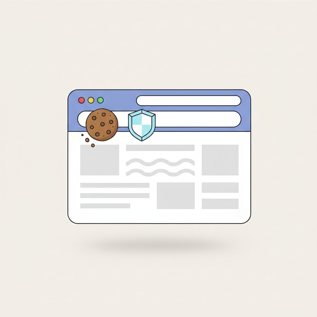 A browser window with a cookie icon and a privacy shield (third-party cookies)